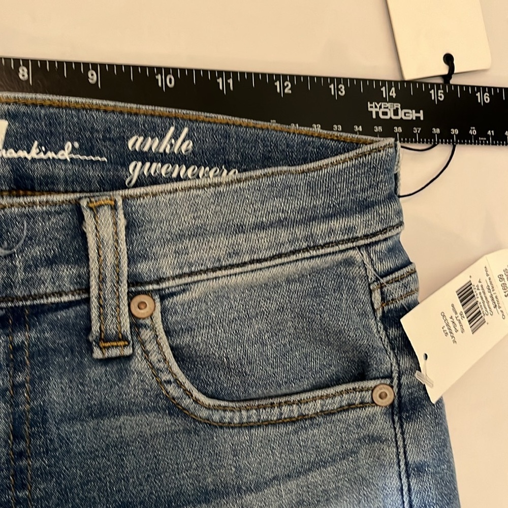 7 FOR ALL MANKIND size 26 blue jeans ANKLE GWENEVERE. stretch distressed hem - Picture 15 of 16